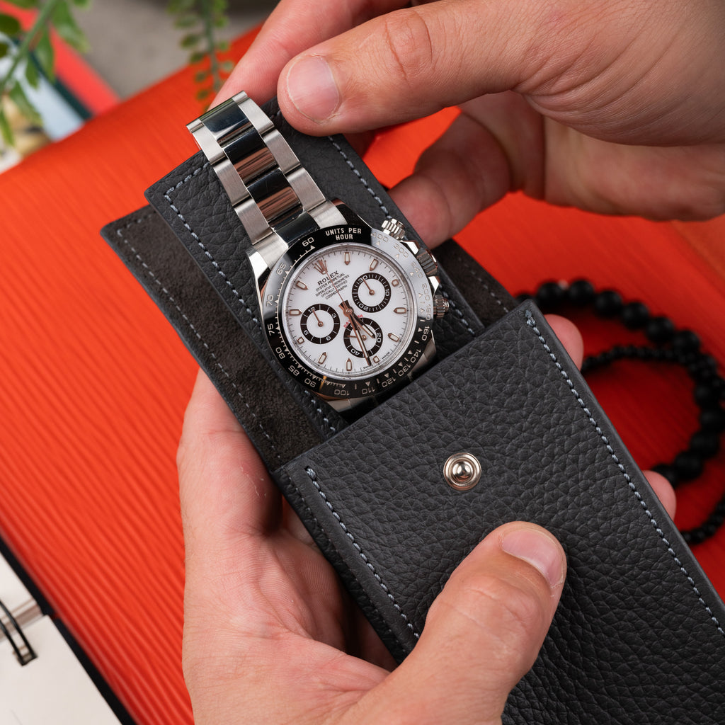 Charcoal Leather Watch Pouch