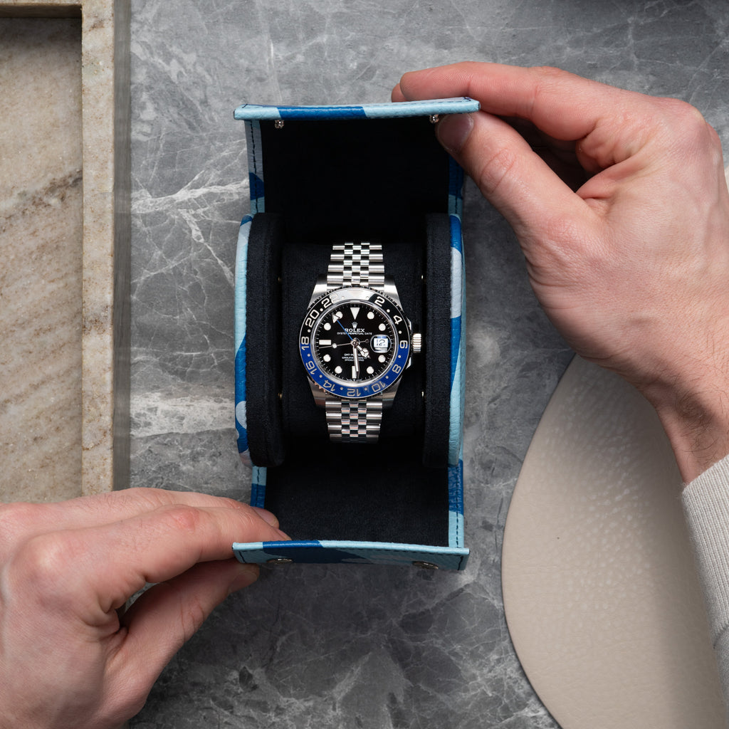 Azure Camo Leather Watch Roll – One Watch