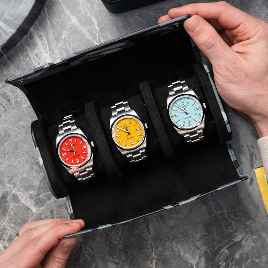 Stealth Camo Leather Watch Roll – Three Watches