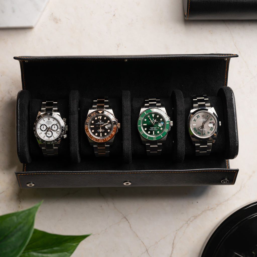 Black Saffiano Watch Roll – Four Watches