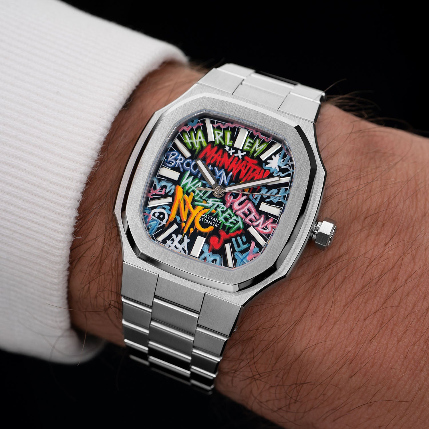 Maen X IFL Watches Manhattan Graffiti limited edition timepiece with hand-painted dial inspired by New York City’s vibrant boroughs.