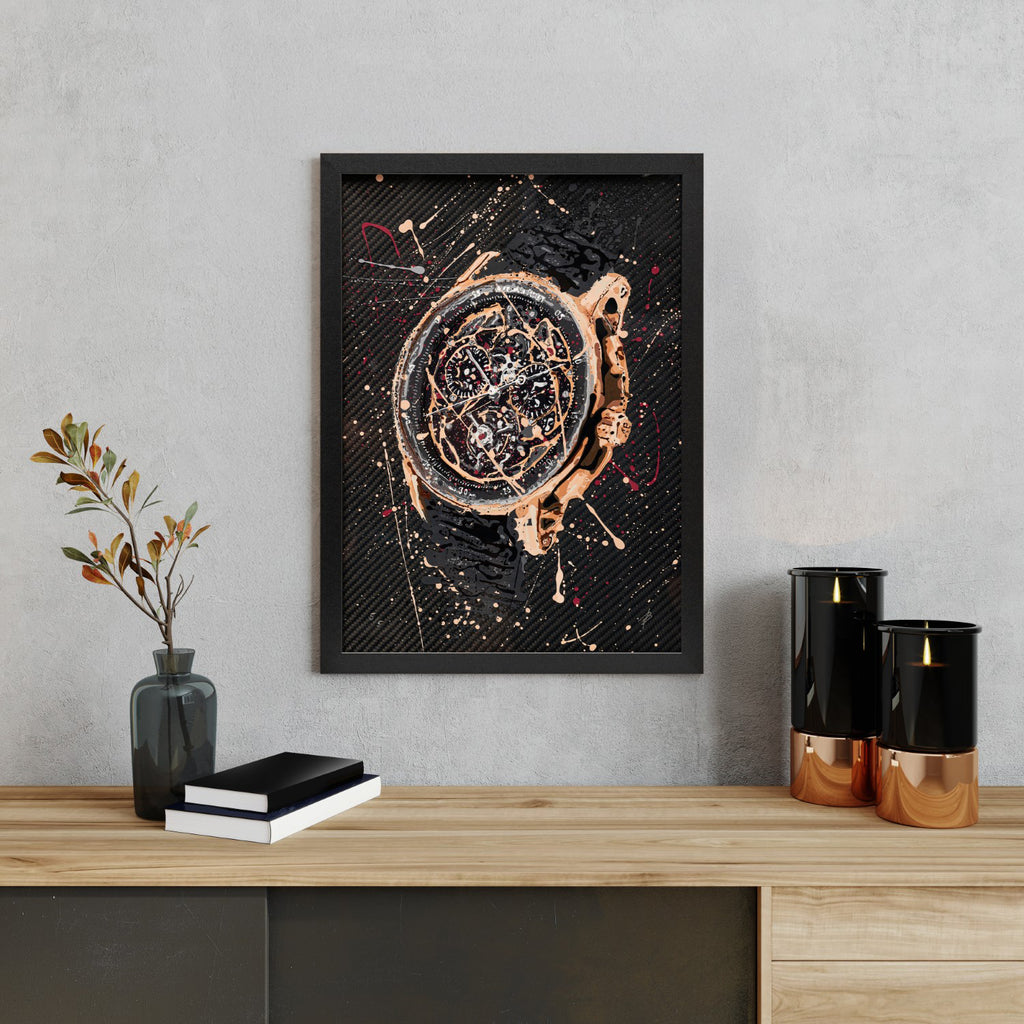 AP Code 1159 – A hand-painted carbon fibre wall art by artist Katy Barnfield.