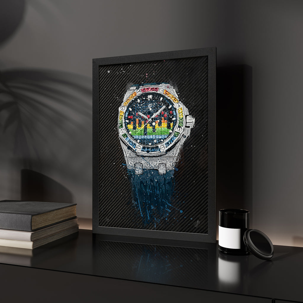 AP Offshore Music DJ Rainbow – A hand-painted carbon fibre wall art by artist Katy Barnfield.