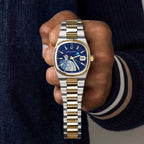 Bulova Super Seville Space Golfer — Hand-painted custom Bulova Super Seville Precisionist featuring an astronaut mid-swing on the lunar surface with vivid paint splatters against a deep blue starfield, a bespoke timepiece by IFL Watches