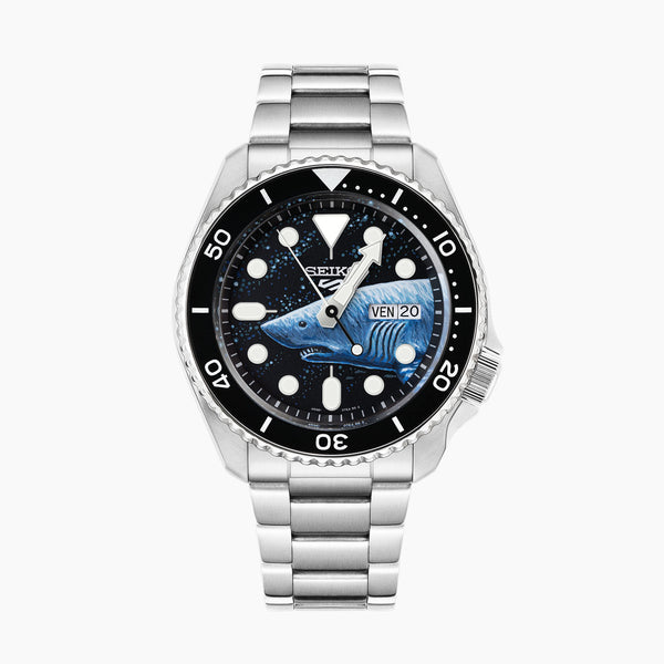 Deep Ocean Predator Concept by IFL Watches – Hand-painted shark-themed dial on the custom Seiko 5 Sports