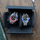 Navy Leather Watch Roll – Two Watches