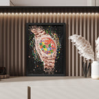 Rolex Day-Date President Puzzle – A hand-painted carbon fibre wall art by artist Katy Barnfield.