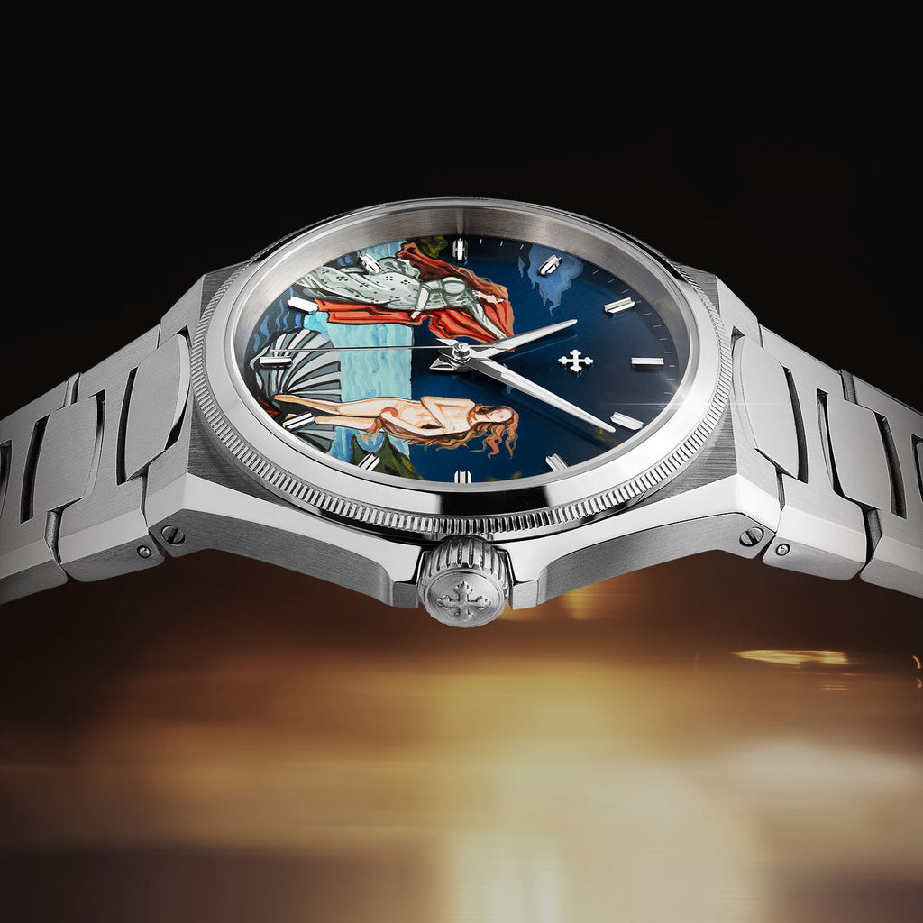 Venezianico Arsenale Venus – Hand-painted custom Arsenale 40 featuring Botticelli's Birth of Venus artwork, a bespoke timepiece by IFL Watches 