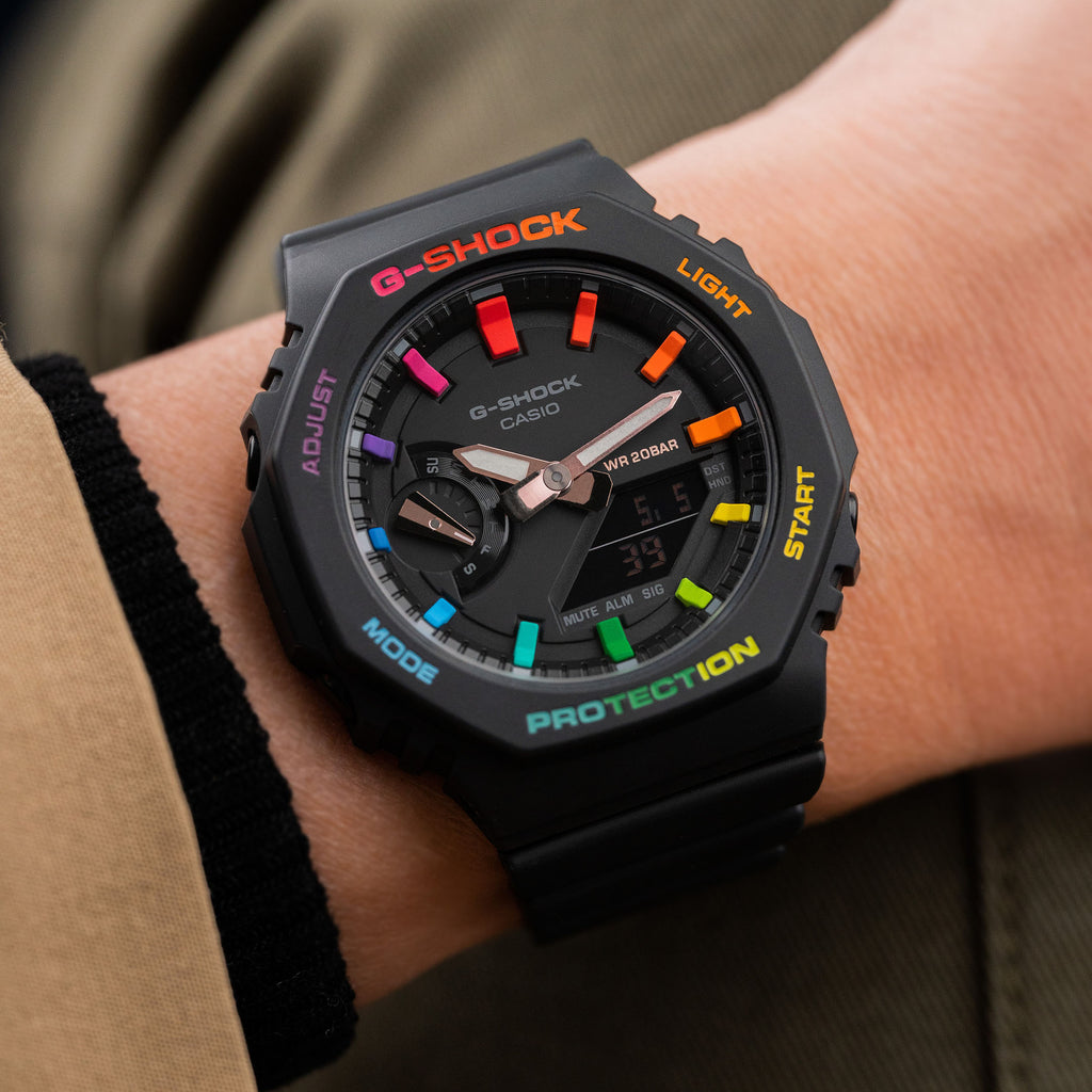 G Shock CasiOak Mini Black Rainbow