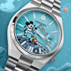 Free Willie Concept – Exclusive hand-painted Steamboat Willie artwork customized on Citizen Tsuyosa Automatic. 