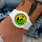 Vibrant hand-painted G-Shock CasiOak Banana Split watch showcasing a colorful banana-themed dial