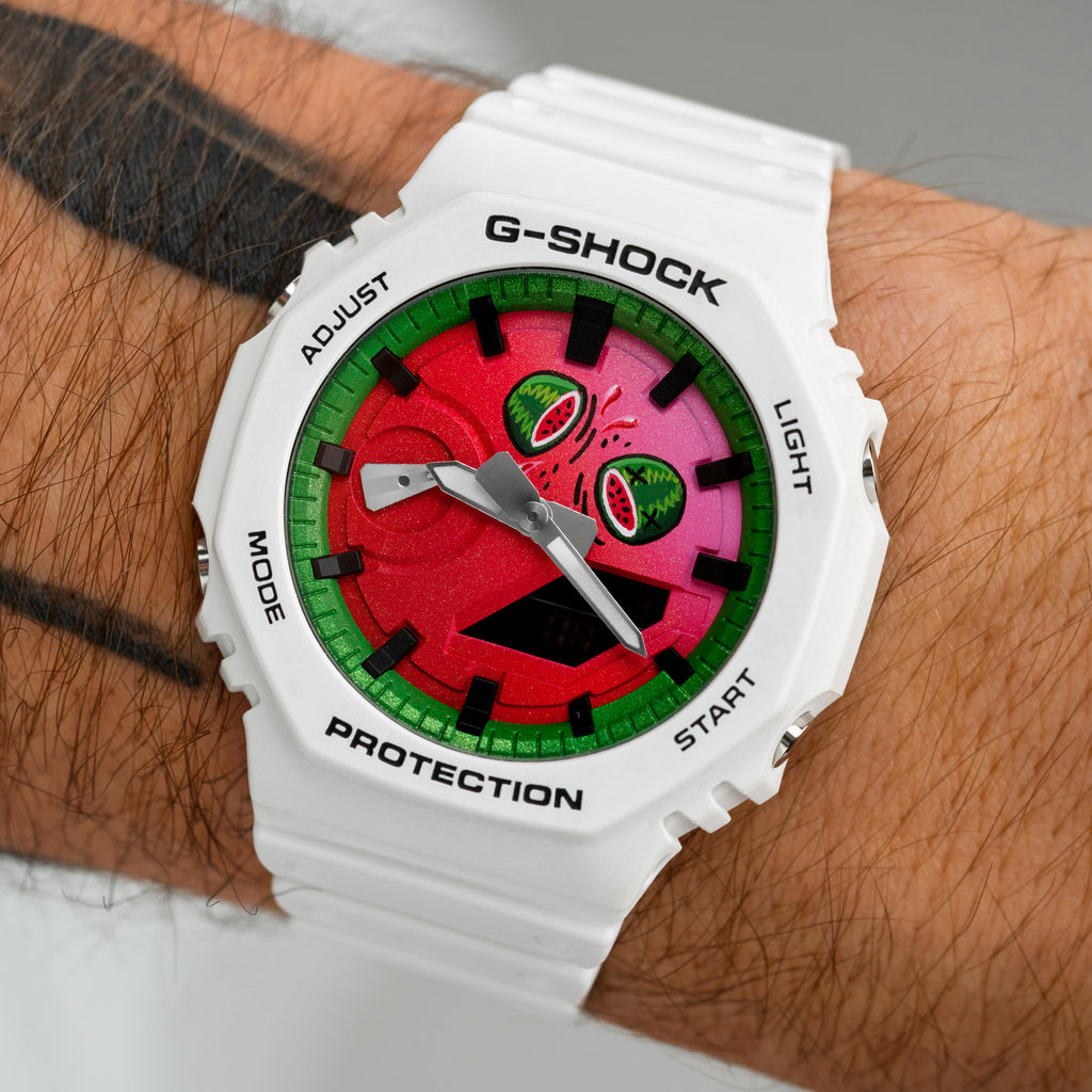 Hand-crafted G-Shock CasiOak Post Melone watch blending the essence of summer with an exclusive design