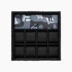 Stealth Camo Lifestyle Locker – handcrafted watch storage organizer with exclusive black camo pattern design, made from premium leather