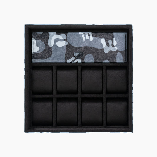 Stealth Camo Lifestyle Locker – handcrafted watch storage organizer with exclusive black camo pattern design, made from premium leather