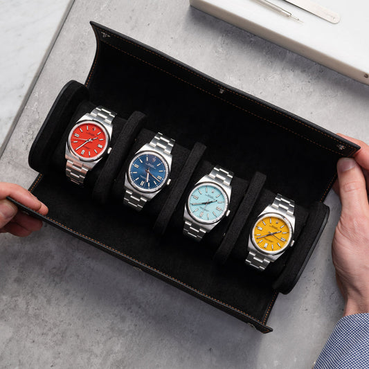 Noir Leather Watch Roll – Four Watches