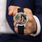 Venezianico Redentore L'Odalisca — hand-painted Mediterranean courtyard dial on a 40mm 316L stainless steel case with soft saffiano leather strap, limited edition timepiece by IFL Watches.