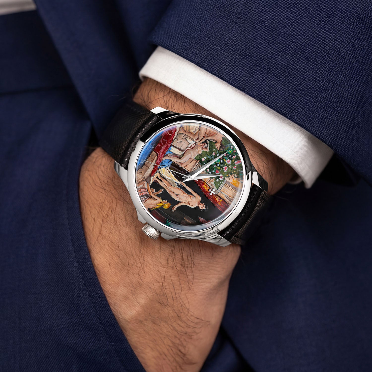 Venezianico Redentore L'Odalisca — hand-painted Mediterranean courtyard dial on a 40mm 316L stainless steel case with soft saffiano leather strap, limited edition timepiece by IFL Watches.