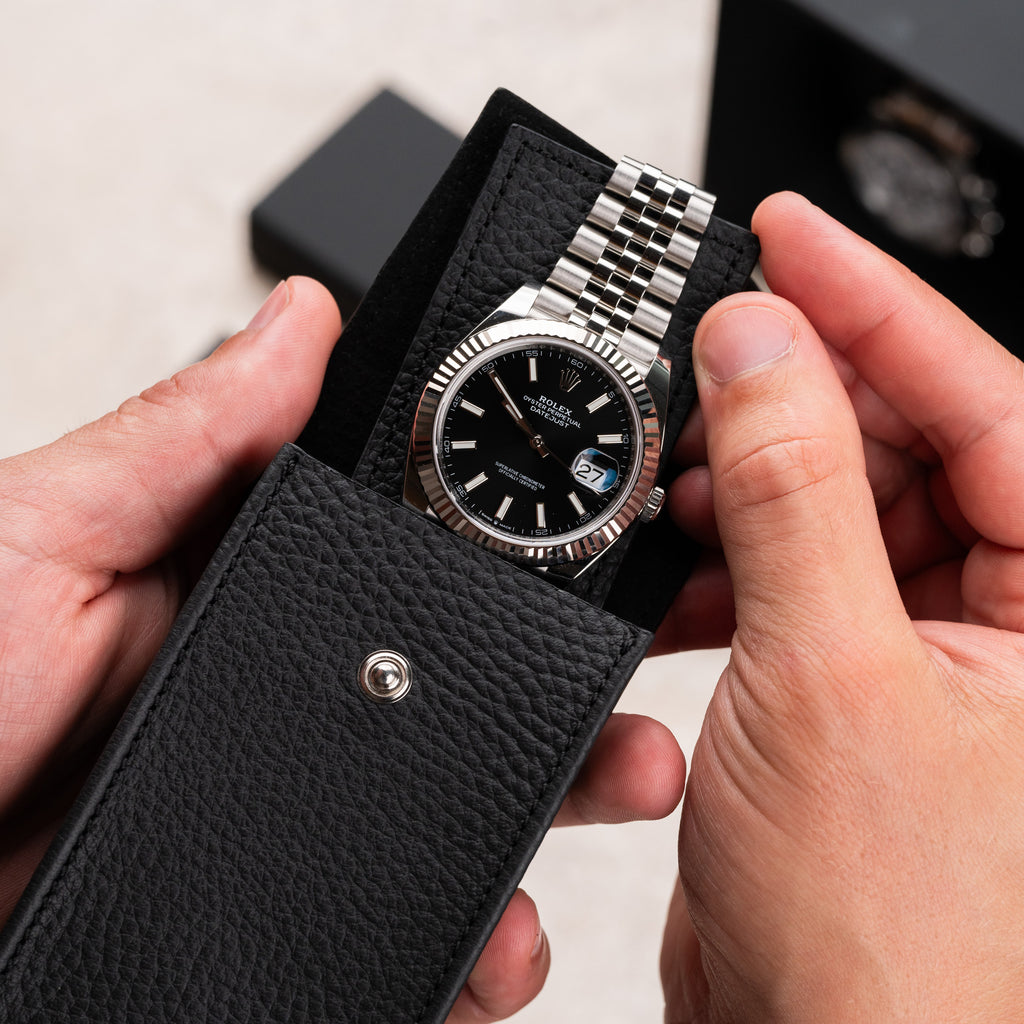 Noir Leather Watch Pouch – Luxury Travel Storage – IFL Watches