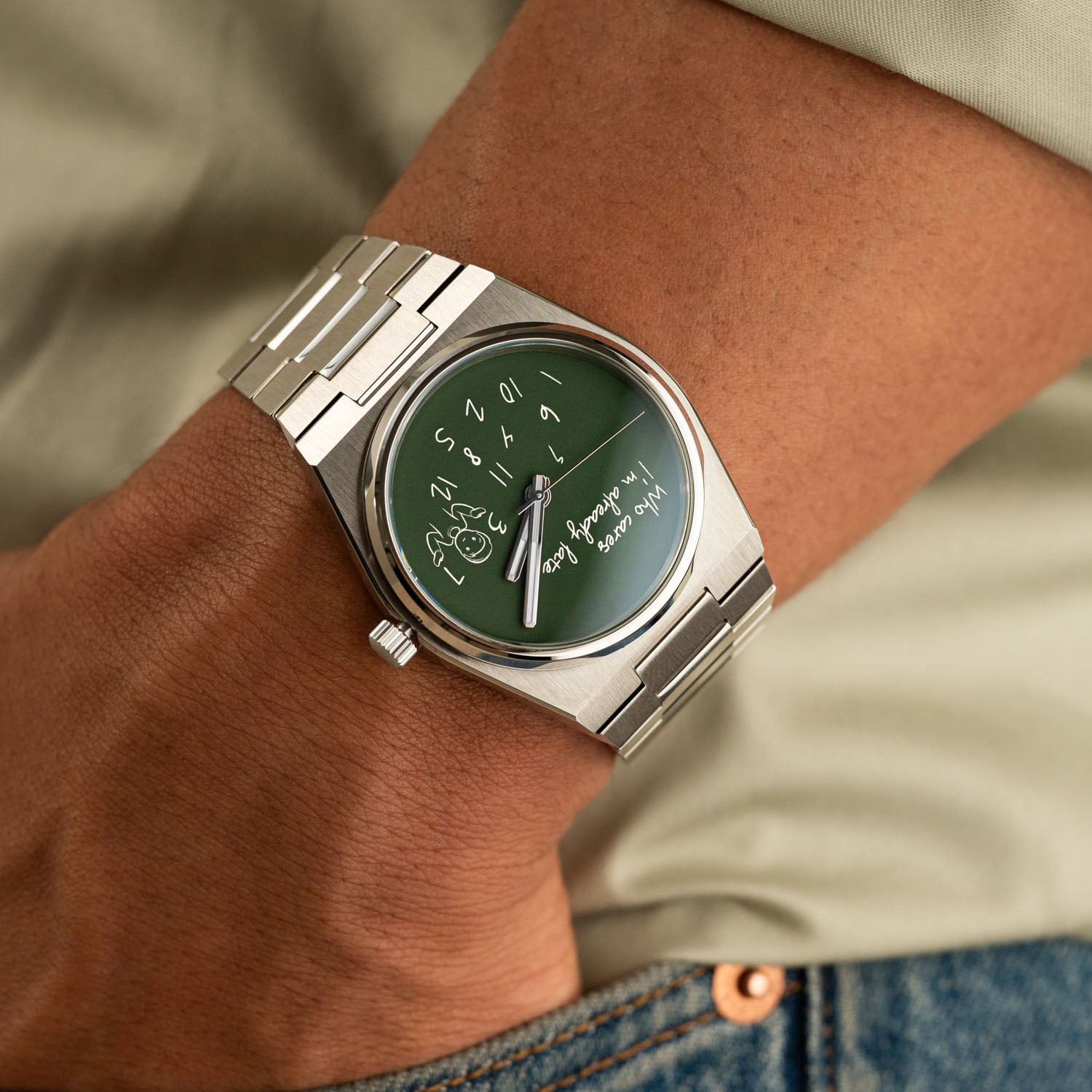 PRX Who Cares Concept – custom Tissot PRX Powermatic 80 with scattered numeral and playful message artwork by IFL Watches