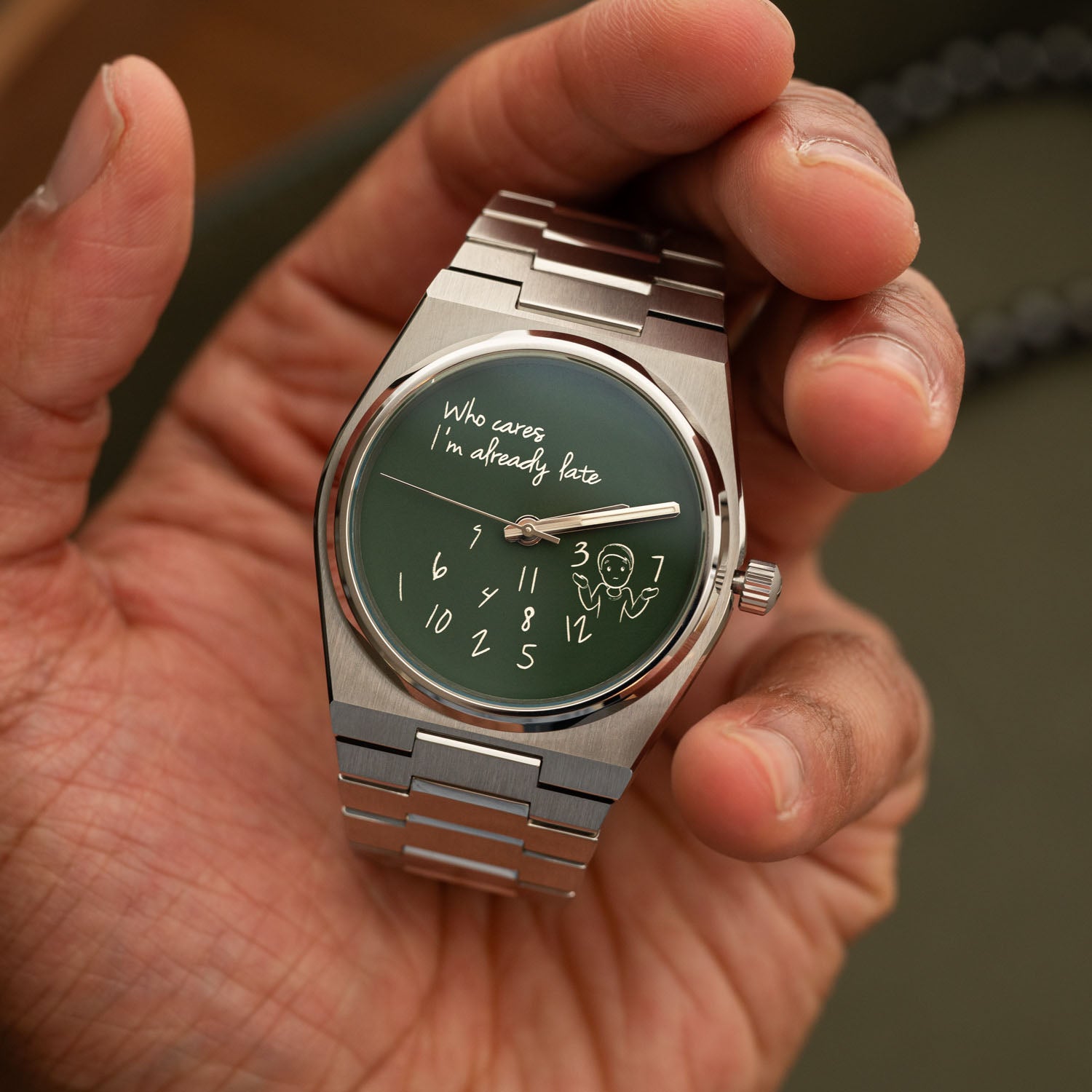 PRX Who Cares Concept – custom Tissot PRX Powermatic 80 with scattered numeral and playful message artwork by IFL Watches