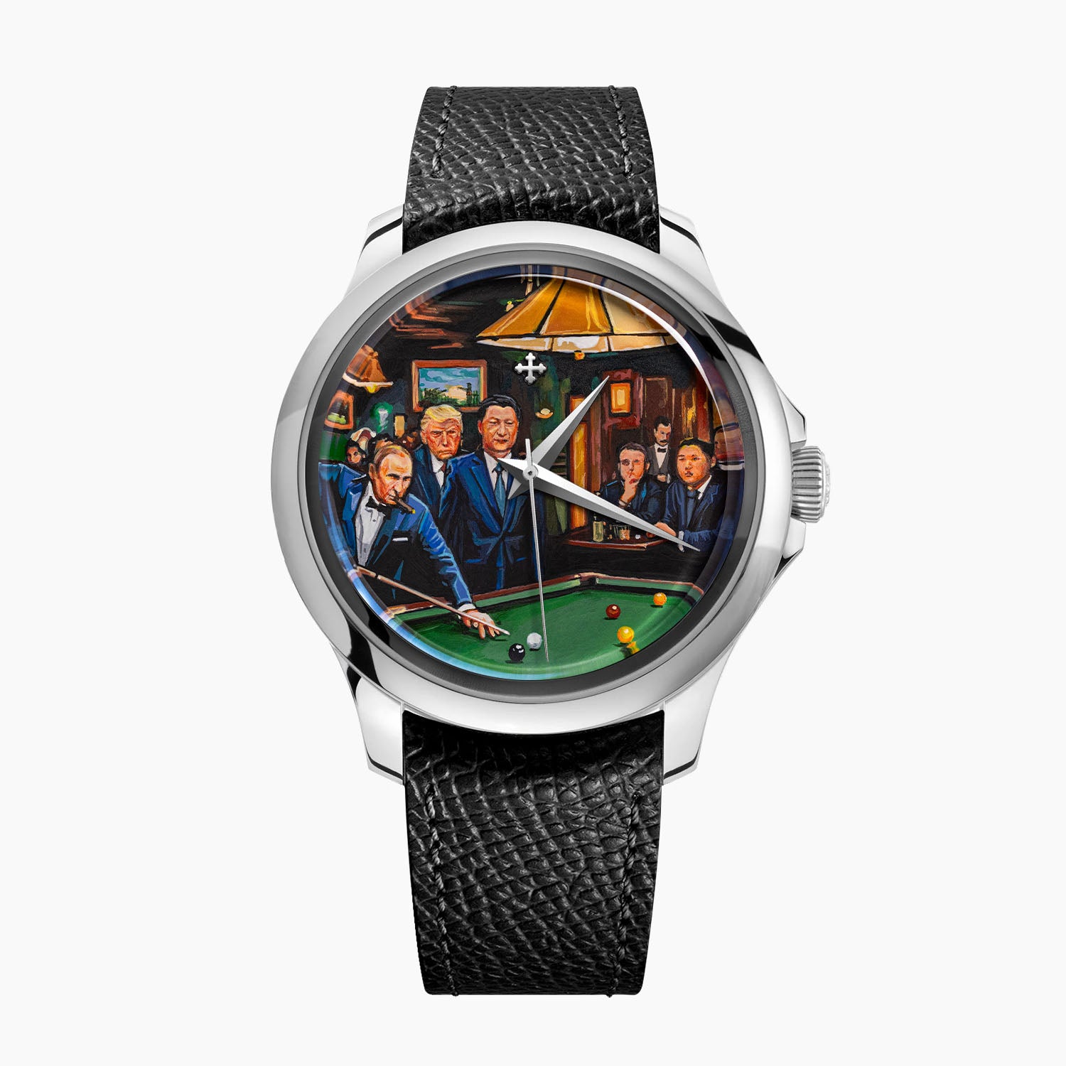 Venezianico Redentore Off the Record — Hand-painted billiards scene with the world's most recognizable figures on custom 40mm stainless steel dial, limited edition by IFL Watches