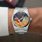 A Dive in Dime Concept – Hand-painted custom Tissot PRX featuring treasure vault diving artwork, a bespoke timepiece by IFL Watches