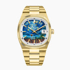 Bulova Super Seville Starry Night – Hand-painted custom Van Gogh inspired dial with rooftop scene on gold-tone 38mm case – Limited Edition bespoke timepiece by IFL Watches