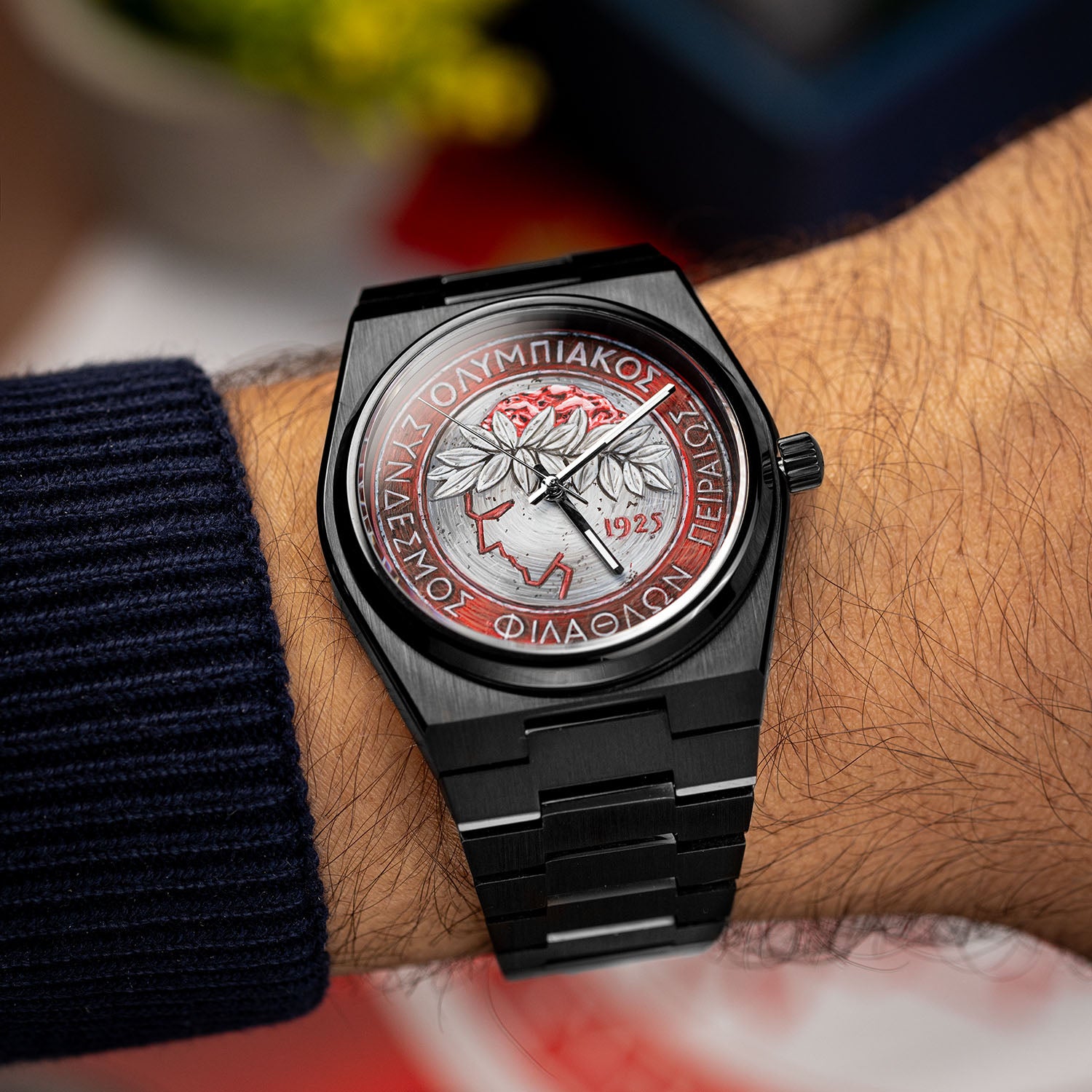 IFL Canvax Kleos — Bespoke 40mm automatic with a hand-painted crest in red and white, customized exclusively by IFL Watches.
