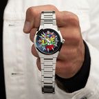  Casio Edifice Urban Dreams — Hand-painted custom Casio Edifice featuring the world's most famous beagle dreaming on his red doghouse surrounded by bold graffiti LOVE lettering and colorful street art on a 39mm automatic, a bespoke timepiece by IFL Watches