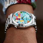 Citizen Tsuyosa 40 Puzzle – Hand-painted custom turquoise blue dial with colorful puzzle artwork, limited edition timepiece by IFL Watches