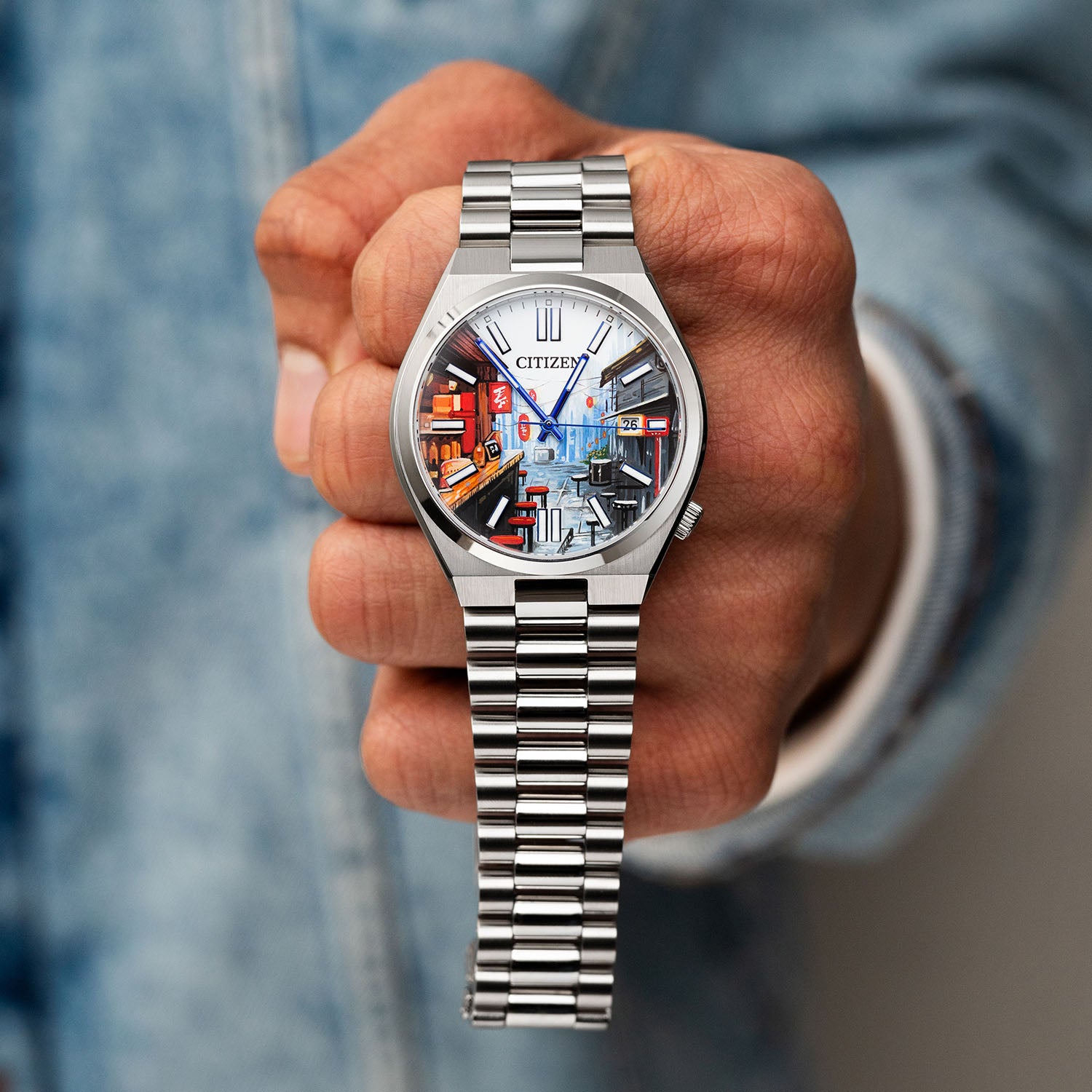 Tsuyosa Tokyo Concept – Exclusive Citizen Tsuyosa from the Japan-Inspired Collection with a hand-painted Tokyo dial. A nostalgic glimpse into yokocho alley life. Limited edition by IFL Watches.