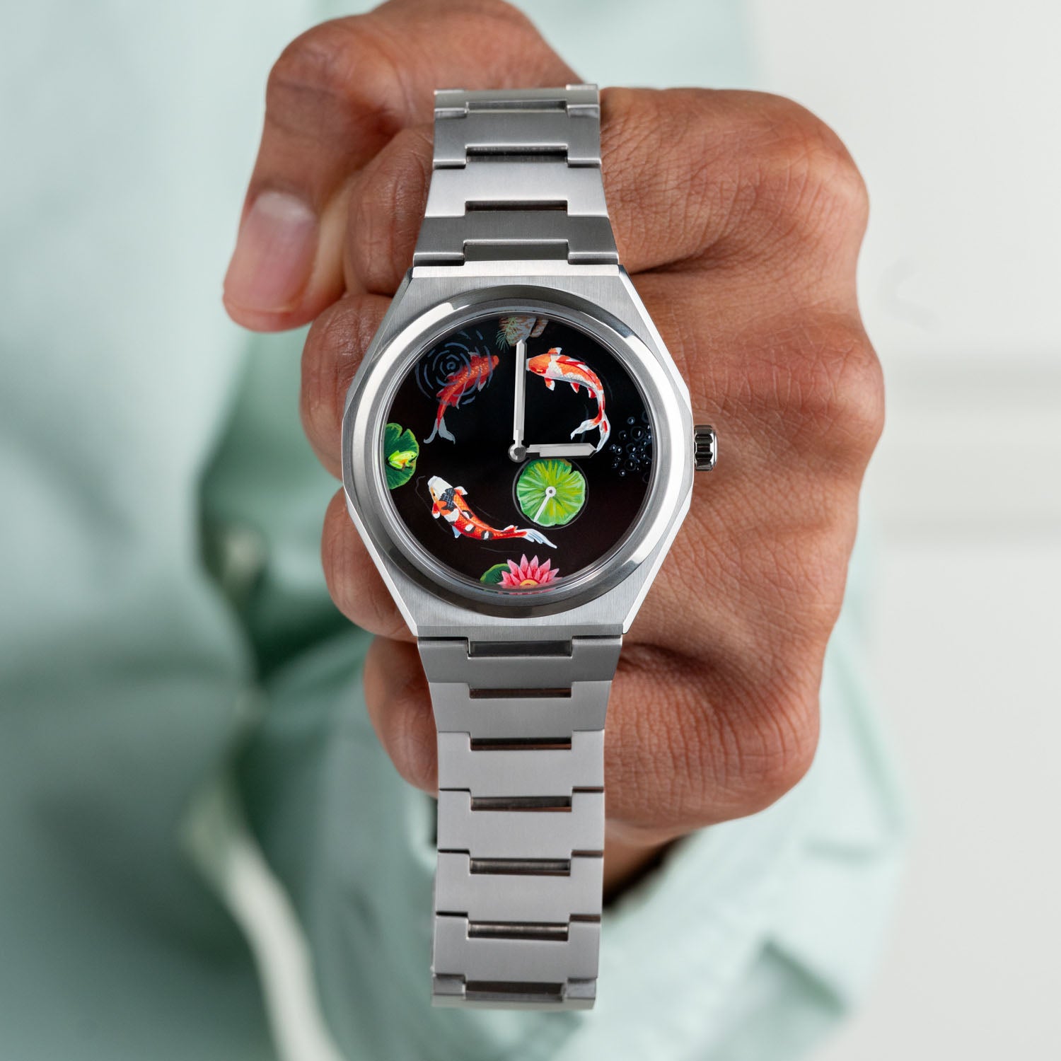 Citizen Zenshin Titanium Koi Fish – Hand-painted custom Super Titanium™ watch with Japanese koi pond artwork, limited edition timepiece by IFL Watches