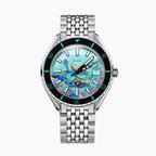 DOXA Aquamarine Reef Turtle – Hand-painted custom DOXA SUB 200 featuring sea turtle and diver artwork, a limited edition diver timepiece by IFL Watches