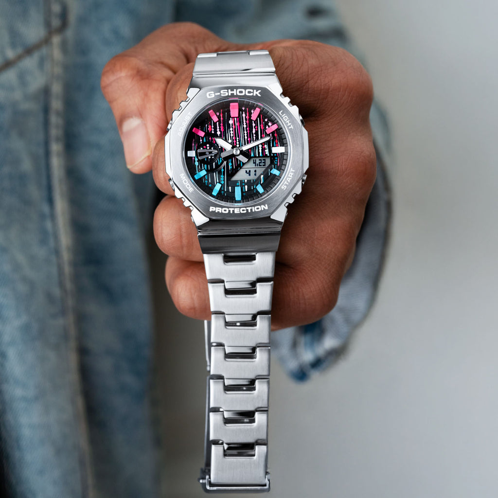 G-Shock CasiOak Blue Flamingo – Hand-painted custom G-Shock CasiOak featuring Miami-inspired artwork, a bespoke limited edition timepiece by IFL Watches