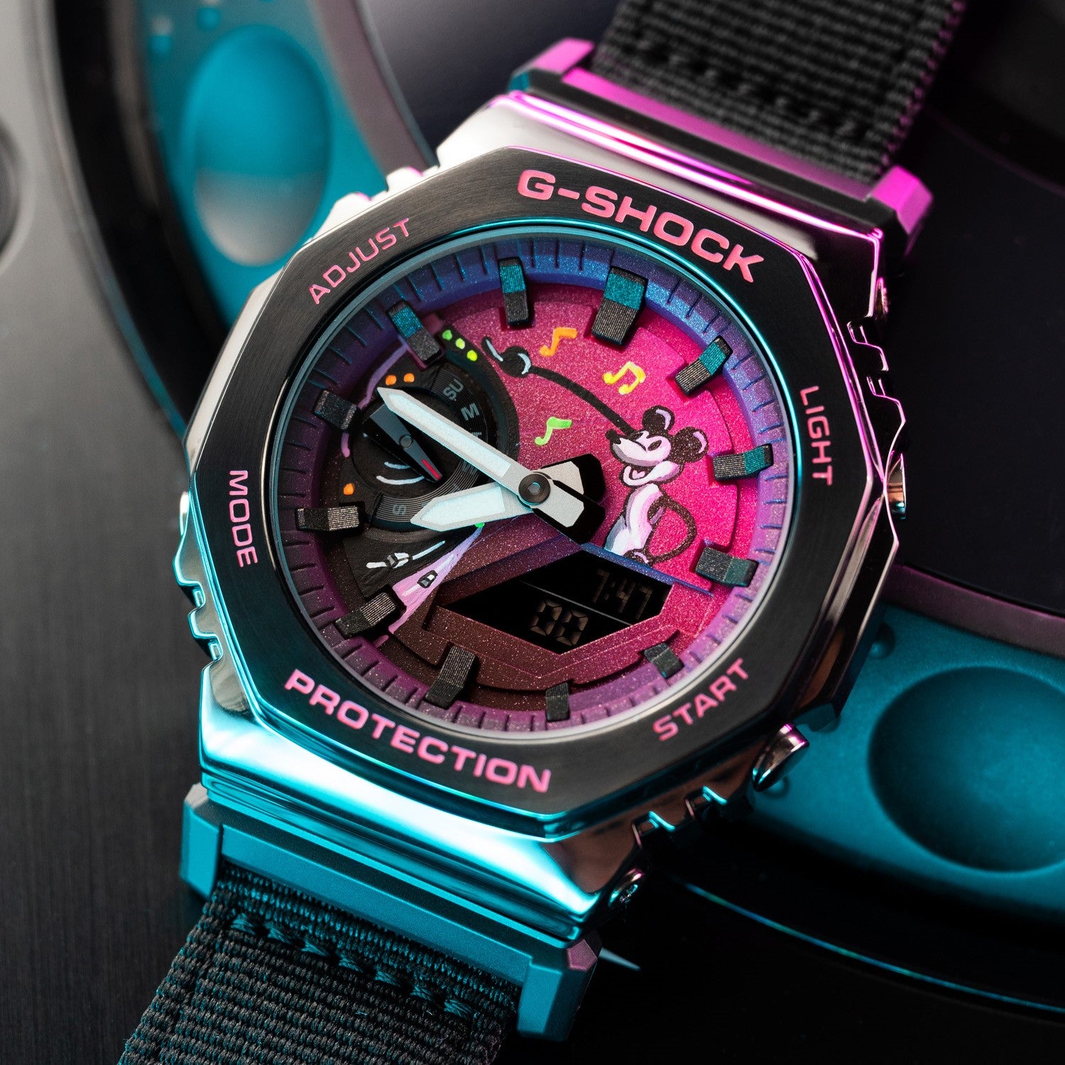 G-Shock CasiOak DJ Willie by IFL Watches – Limited Edition Custom Timepiece Featuring Steamboat Willie and Hand-Painted UV Light Dial