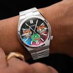 HODL Squad Citizen – Hand-painted custom Tsuyosa watch featuring Doge, Shiba Inu and PEPE meme coins artwork, bespoke timepiece by IFL Watches