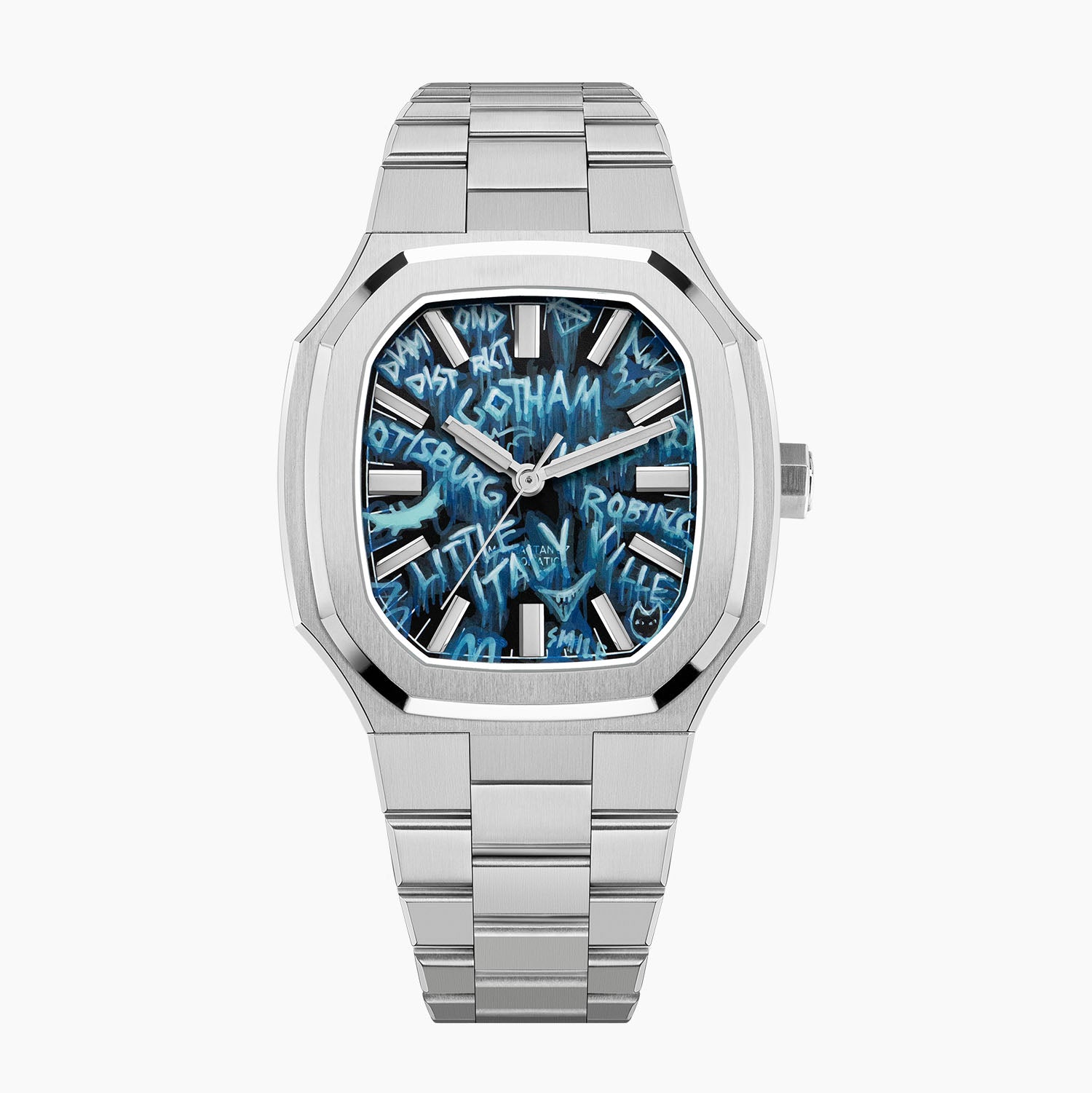 MAEN x IFL Manhattan After Dark limited edition watch featuring hand-painted Gotham-inspired noir dial with vigilante aesthetic on Manhattan 37 platform