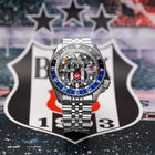 Seiko 5 Sports GMT Kara Kartallar Concept – Hand-painted custom Seiko 5 Sports GMT featuring Turkish football heritage in black and white, a bespoke timepiece by IFL Watches