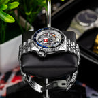Seiko 5 Sports GMT Kara Kartallar Concept – Hand-painted custom Seiko 5 Sports GMT featuring Turkish football heritage in black and white, a bespoke timepiece by IFL Watches