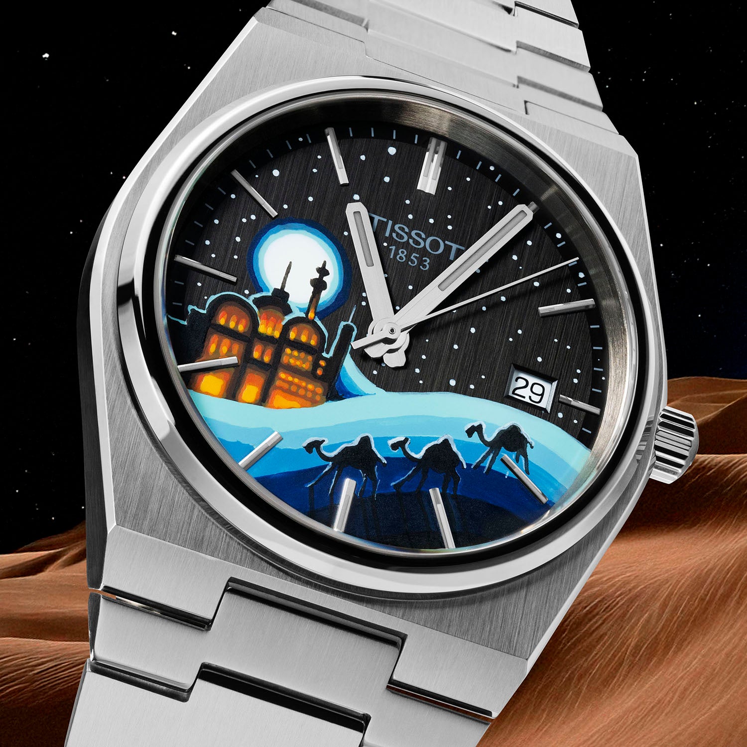 PRX Arabian Night Concept – Hand-painted Swiss Tissot PRX watch with A Tale of 1001 Nights theme, limited edition customized by IFL Watches.