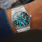 PRX Tiffany Freak Concept - Turquoise chaos abstract artwork on hand-painted Tissot PRX dial, limited edition by IFL Watches