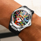 Venezianico Arsenale Arlecchino on rubber strap - Bespoke Venezianico Arsenale with hand-painted Venice Carnival artwork, limited edition by IFL Watches