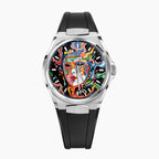 Venezianico Arsenale Arlecchino on rubber strap - Hand-painted custom carnival mask dial, limited edition bespoke watch by IFL Watches