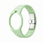 Blaue Acht Swatch × AP Royal Pop Ceramic Case-Strap — bare lime green ceramic case and link bracelet, front view, by IFL Watches