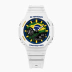 Casio G-Shock Brazil — white custom G-Shock with the Brazil flag dial, by IFL Watches