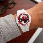 Casio G-Shock Canada flag watch worn on the wrist, by IFL Watches