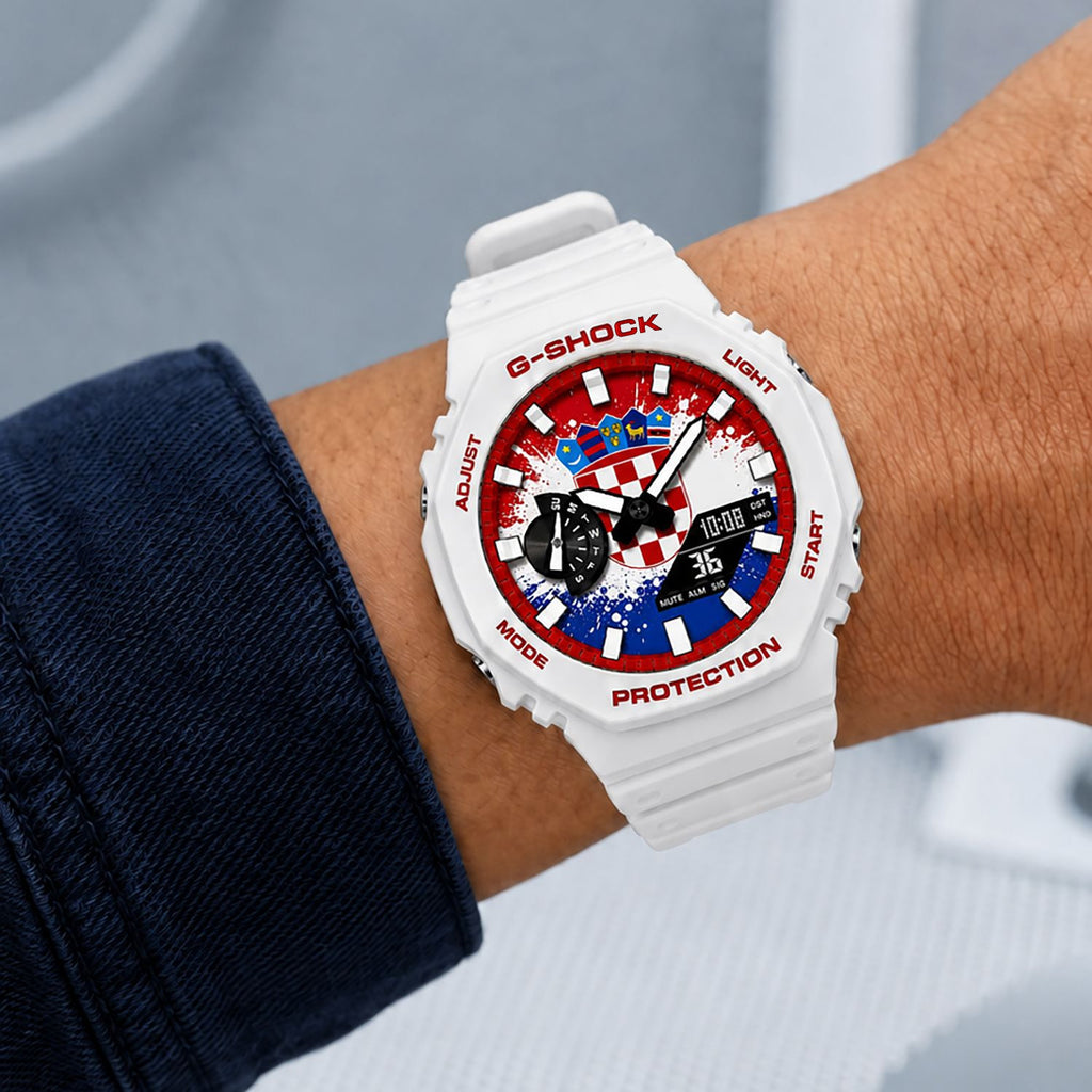 Casio G-Shock Croatia flag watch worn on the wrist, by IFL Watches