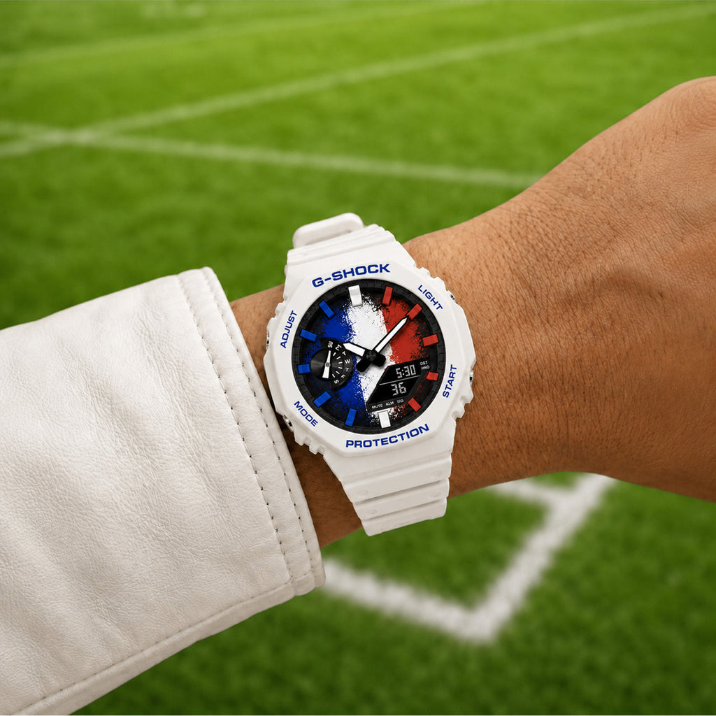 Custom France flag Casio G-Shock on the wrist, by IFL Watches