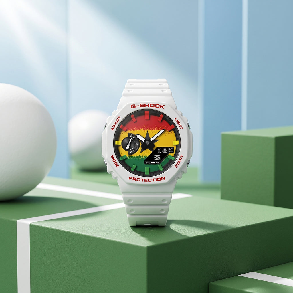 Casio G-Shock Ghana flag dial watch, customized by IFL Watches