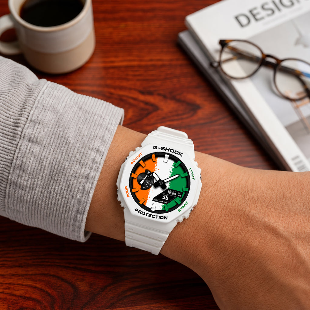 Casio G-Shock Ivory Coast flag dial watch, customized by IFL Watches